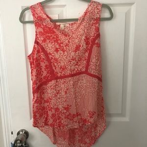 coral/floral long tank top